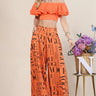 Tangerine Vogue Print Graphic Palazzo Pants - front view