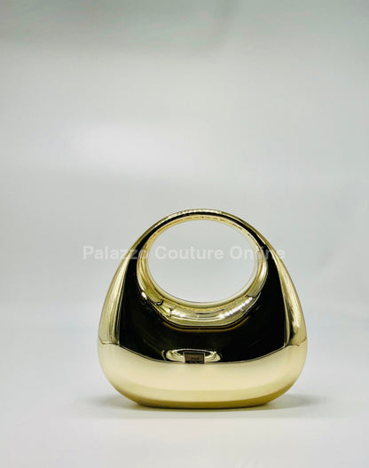 Orbit Gleam Metallic Clutch (Gold) Gold Hand Bag