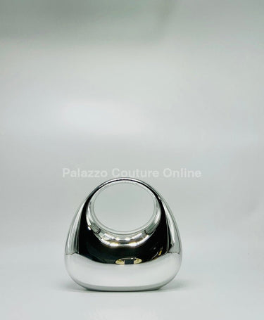 Orbit Gleam Metallic Clutch (Silver) - Palazzo Couture Online