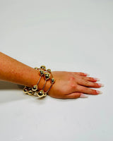 Orbital Flow Gold Cuff Bracelet with Sculptural Orbs - women's statement jewelry
