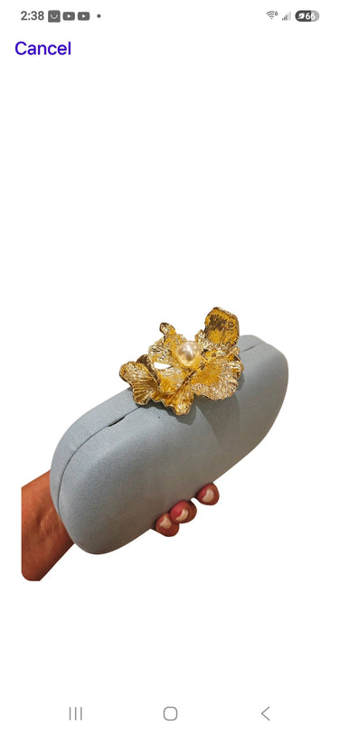 Orchid Bloom Clutch (Blue) - Palazzo Couture Online