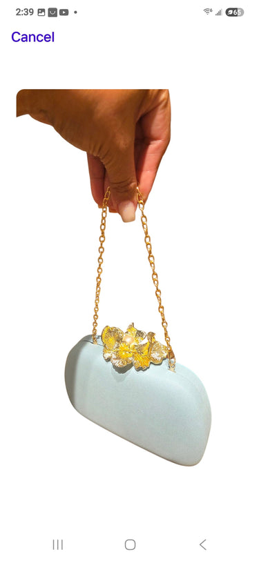 Orchid Bloom Clutch (Blue) - Palazzo Couture Online