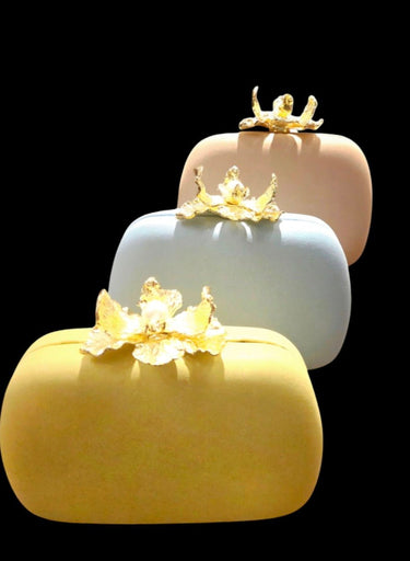 Orchid Bloom Clutch (Yellow) - Palazzo Couture Online