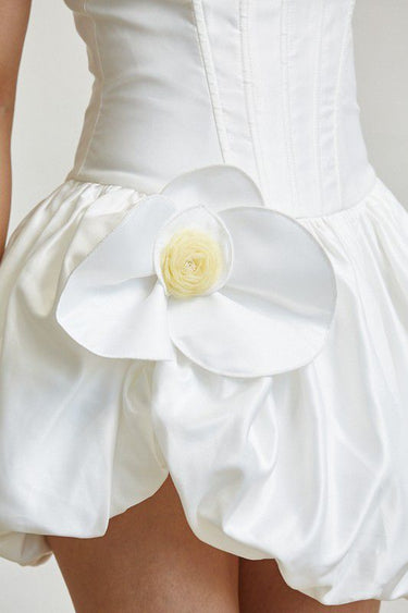 Orchid Bloom Corset Mini Dress - White - Palazzo Couture Online