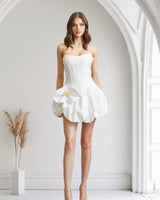 Orchid Bloom Corset Mini Dress - White - Palazzo Couture Online