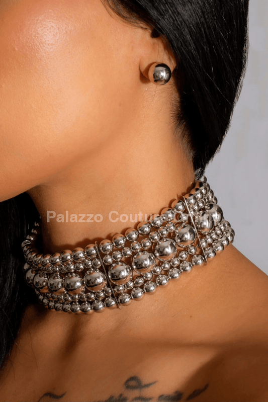Oversized Bead Collar (Silver) Necklaces