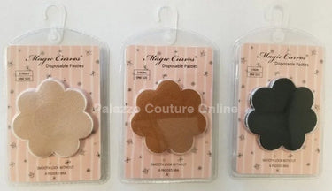 3 Pairs Breast Petal Pasties Nude, Dark Nude and Black - women's invisible intimate accessory