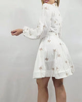 Palm Breeze Shirt Dress White side view highlighting short hemline