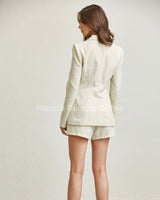 Palm Luxe Beaded Blazer & Short Set - Natural - Palazzo Couture Online