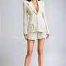 Palm Luxe Beaded Blazer & Short Set - Natural - Palazzo Couture Online