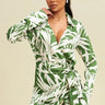 Palms Wrap Tie Romper Olive - Ivory - Palazzo Couture Online
