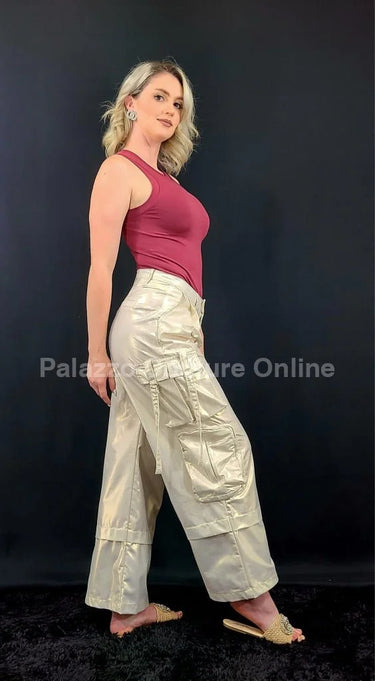 Luminous Shine Utility Cargo Pants (Beige) - view 2