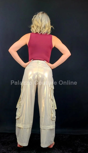 Luminous Shine Utility Cargo Pants (Beige) - view 4