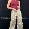 Luminous Shine Utility Cargo Pants (Beige) - front view