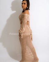 Paradise Cover Up Maxi Dress (Nude) - chic beach wear by Palazzo Couture