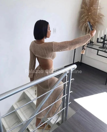 Paradise Cover Up Maxi Dress (Nude) - vacation cover up for women