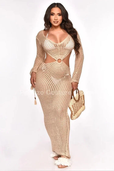 Paradise Cover Up Maxi Dress (Nude) for women - beach cover up by Palazzo Couture