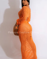 Paradise Cover Up Maxi Dress ( Orange) - tropical resort outfit for women