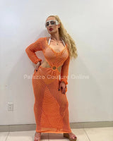 Paradise Cover Up Maxi Dress ( Orange) - women's resort wear and swimwear cover up