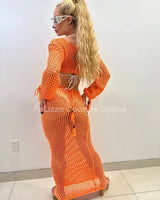 Paradise Cover Up Maxi Dress ( Orange) - chic beach wear by Palazzo Couture