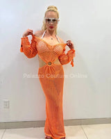 Paradise Cover Up Maxi Dress ( Orange) - elegant pool cover up