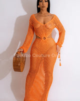 Paradise Cover Up Maxi Dress ( Orange) - women's swimsuit cover up