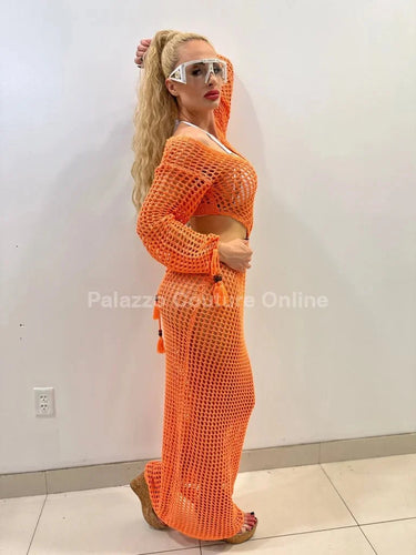 Paradise Cover Up Maxi Dress ( Orange) - vacation cover up for women