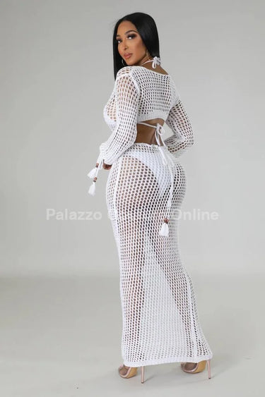 Paradise Cover Up Maxi Dress (White) - women's resort wear and swimwear cover up