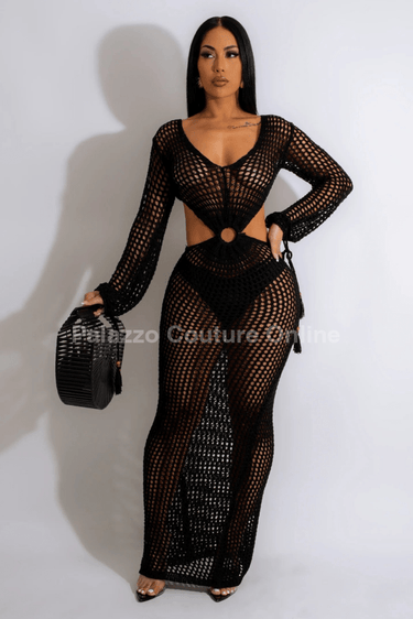 Paradise Cover Up Maxi Dress ( Black) - Palazzo Couture Online