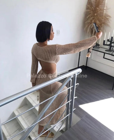 Paradise Cover Up Maxi Dress (Nude) - Palazzo Couture Online