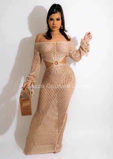 Paradise Cover Up Maxi Dress (Nude) - Palazzo Couture Online