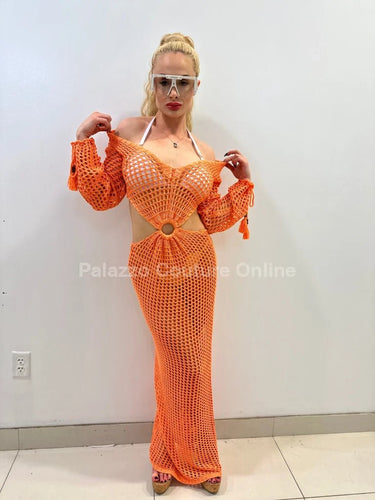 Paradise Cover Up Maxi Dress ( Orange) - Palazzo Couture Online