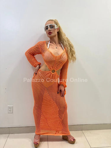 Paradise Cover Up Maxi Dress ( Orange) - Palazzo Couture Online