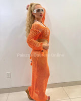 Paradise Cover Up Maxi Dress ( Orange) - Palazzo Couture Online