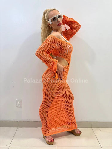 Paradise Cover Up Maxi Dress ( Orange) - Palazzo Couture Online