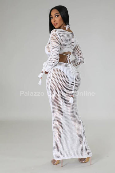 Paradise Cover Up Maxi Dress (White) - Palazzo Couture Online