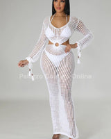 Paradise Cover Up Maxi Dress (White) - Palazzo Couture Online