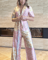 High-waisted pants with colorful striped design