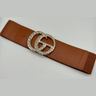 Paris Monogram Rhinestones Elastic Belt (Camel) - Palazzo Couture Online