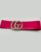 Paris Monogram Rhinestones Elastic Belt (Fuchsia) - Palazzo Couture Online