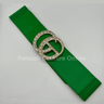 Paris Monogram Rhinestones Elastic Belt (Green) - Palazzo Couture Online