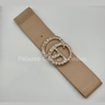 Paris Monogram Rhinestones Elastic Belt (Tan) - Palazzo Couture Online
