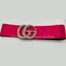 Paris Monogram  Rhinestones Elastic Belt (Fuchsia) for women - fashion belt by Palazzo Couture