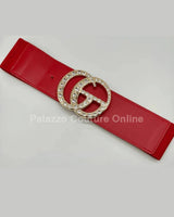 Paris Rhinestone Elastic Belt (Red) for women - fashion belt by Palazzo Couture