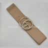 Paris Rhinestone Elastic Belt (Tan) for women - fashion belt by Palazzo Couture