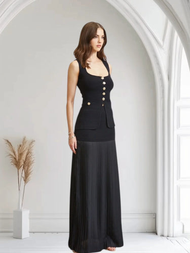 Women's Black skirt set matching style back view