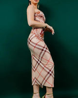 Women's Taupe skirt set matching style back view