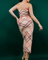 Parvati Bustier Skirt Set in Taupe side view showing skirt silhouette and fit