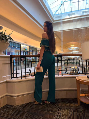 Passion Green Jumpsuit – Off-Shoulder Elegant Green Jumpsuit - elegant jumpsuit for parties and events