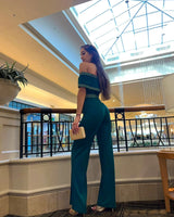 Passion Green Jumpsuit – Off-Shoulder Elegant Green Jumpsuit - trendy women's jumpsuit